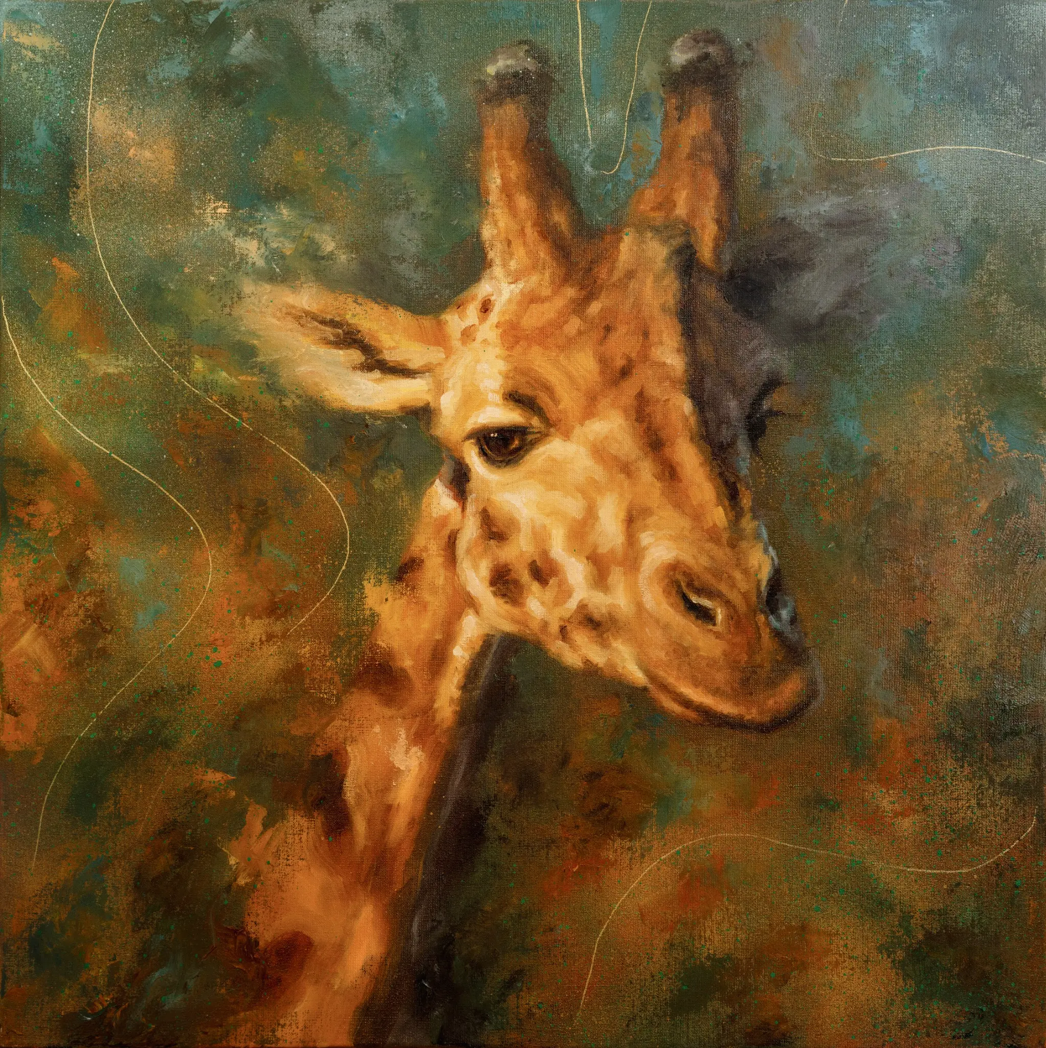 Curiosity, original giraffe painting by Isabel Fine Art